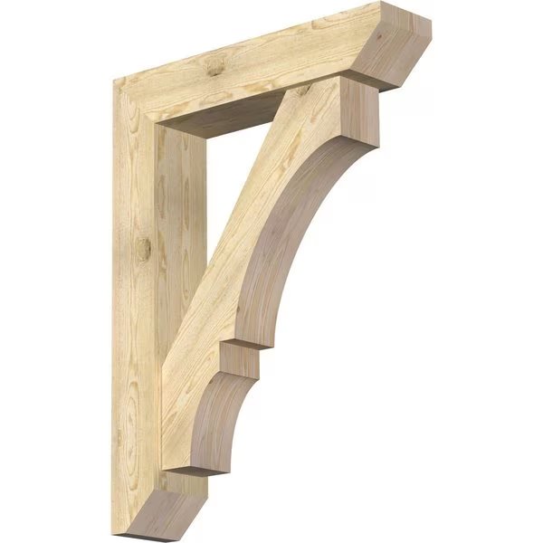 Balboa Slat Rough Sawn Bracket w/ Offset Brace, Douglas Fir, 8